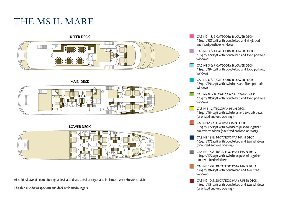 Full deck plan of the MS Il Mare