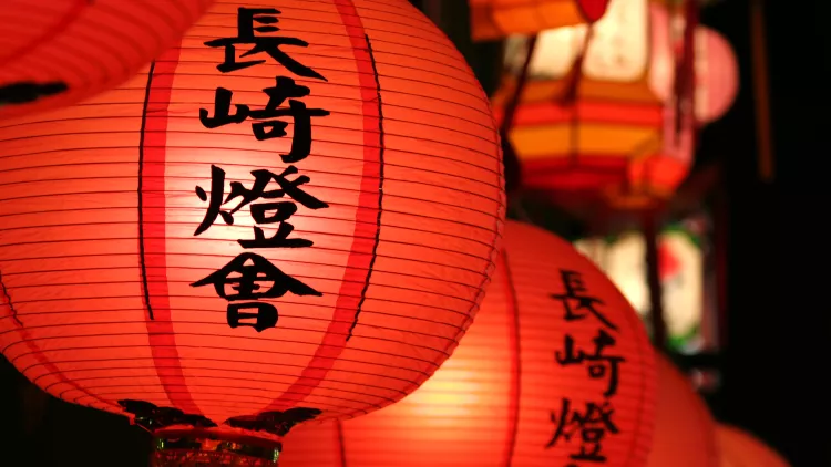 Nagasaki Red lanterns for Lantern Festival, Japan