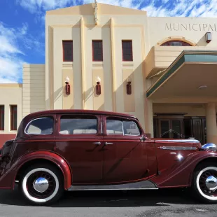 Art Deco Scene with Classic Car, Napier, New Zealand