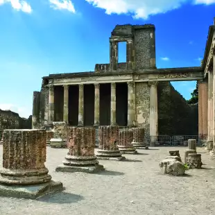 Ancient Roman ruins after the eruption of Vesuvius in Pompeii, Italy