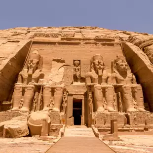 The Front of the Abu Simbel Temple in Aswan, Egypt