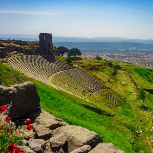 Aerial view of the theatre of Pergamon in Mysia, Turkey