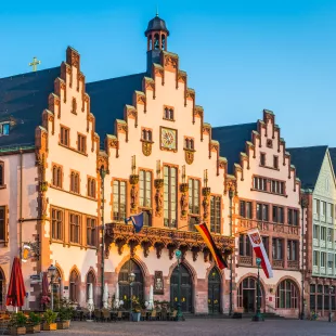 City hall overlooking Römerberg plaza in Frankfurt, Germany