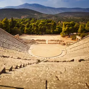 The ancient amphitheatre of Epidaurus in Peloponnese, Greece