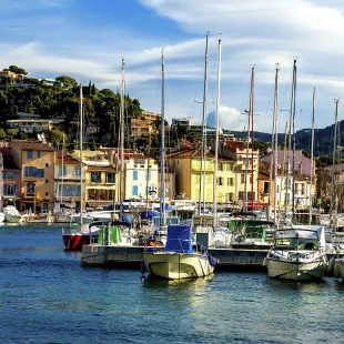 Sailing boats in a harbour, in Cassis