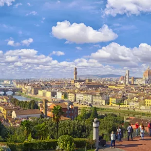 Panorama of Florence from Michelangelo park square in Italy