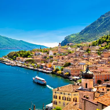 Limone sul Garda waterfront view, Lombardy region of Italy.