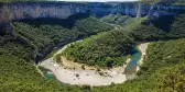 The famous bend of the Ardeche River in Gorges de l'Ardeche, France