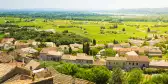 View from ruins of a castle of Châteauneuf-du-Pape town in Vaucluse, France