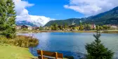 Lake Wildsee at Seefeld in Tirol with mountain scenery in Austria