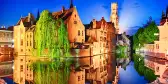 Night view of Belfry Tower in Bruges, Belgium