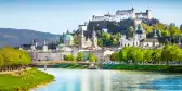 Salzburg skyline with river Salzach in springtime, Austria