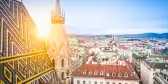 Vienna skyline with St. Stephen's Cathedral roof in Austria