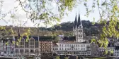 Boppard town from across the Rhine river, Germany