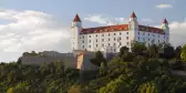 View of the Bratislava Castle surrounded by vegetation in Slovakia