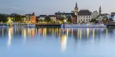 Koblenz City overlooking the Moselle River before sunset in Germany