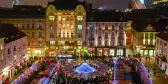 Night-time view of Bratislava Christmas market in Slovakia