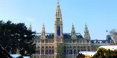 A view of Vienna Town Hall from the Christmas markets stalls, Austria