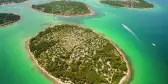 Aerial view of various small islands in Croatia