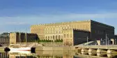 Morning view of The Royal Palace and river in Stockholm, Sweden.