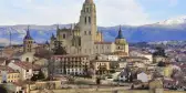 Aerial view of city centre in Segovia, Spain