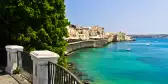 Coast of Ortigia island at the city of Syracuse in Sicily, Italy