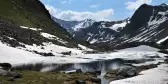 Snow and ice covered mountains of Switzerland's mountain pass