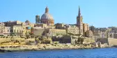 View of Valletta, the capital city of Malta and waterfront on a sunny day