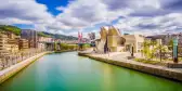 Cityscape of Bilbao with the Nervion river and Guggenheim museum in Bilbao, Spain