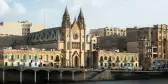 Neo-gothic Church known as Balluta Parish on a bridge, St Julians