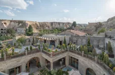 Top view over Utopia Cave Cappadocia in Cappadocia, Turkey