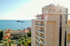 Aerial shot of Hotel Ami on a sunny day