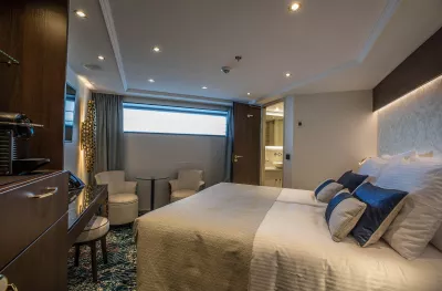 Interior of double bedroom aboard the George Eliot ship