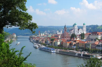 View on Passau, the city of three Rivers in Bavaria, Germany.