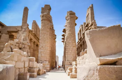 A shot through a passageway of Karnak Temple Complex in Luxor, Egypt