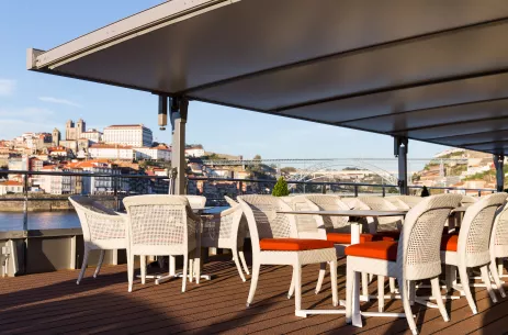 Sun deck lounge area aboard the Douro Elegance ship