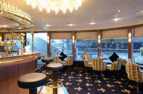 Lounge and bar area aboard the Jane Austen ship