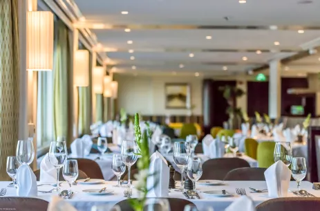 Focused shot of dining table aboard the William Shakespeare ship