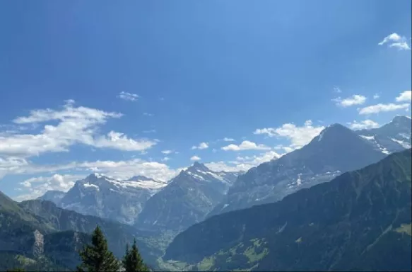 Eiger Monch and Jungfrau peaks in Bernese Oberland, Switzerland