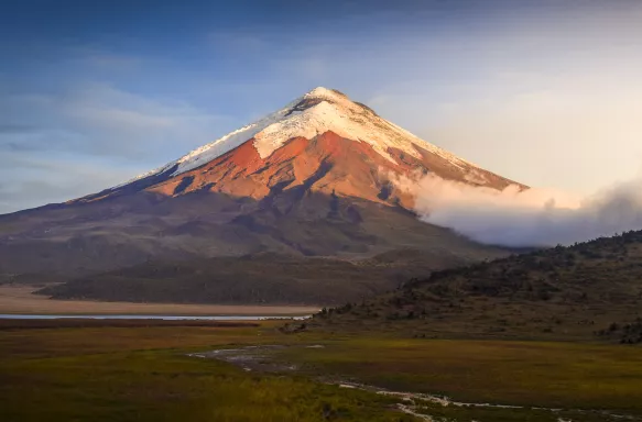 View of Cotopaxi volcano during the day in Ecuador