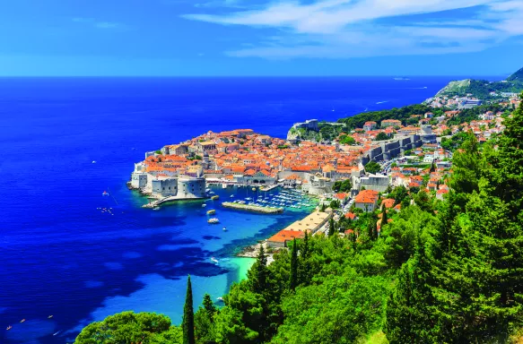 Blue seas and skies alongside the Croatian town of Dubrovnik