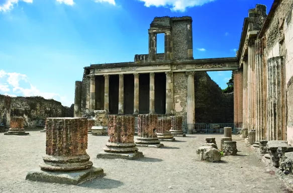 Ancient Roman ruins after the eruption of Vesuvius in Pompeii, Italy