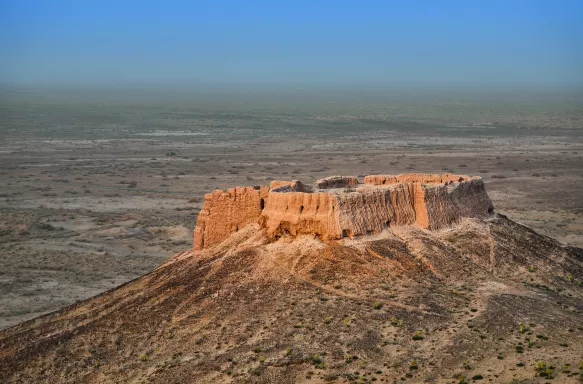 Abandoned ruins of Ayaz Kala fort in Kyzylkum desert, Uzbekistan