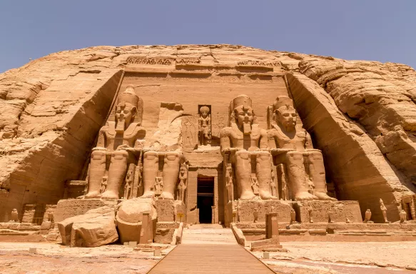 The Front of the Abu Simbel Temple in Aswan, Egypt