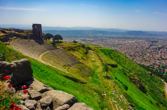 Aerial view of the theatre of Pergamon in Mysia, Turkey