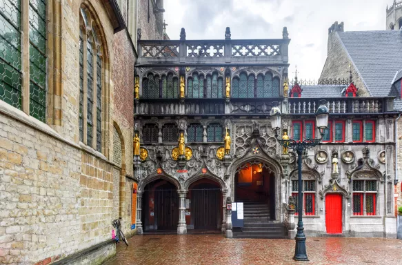 The Basilica of the Holy Blood in Market Square Bruges, West Flanders, Belgium