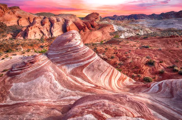 Stunning view of Fire Wave rock in Valley of Fire State Park, Nevada, USA