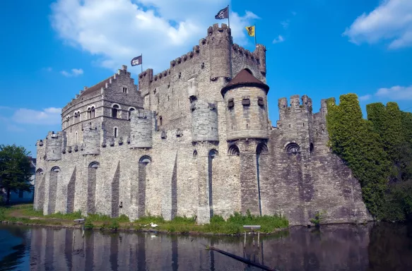 The Gravensteen medieval castle located in Alsace, Ghent, Belgium.