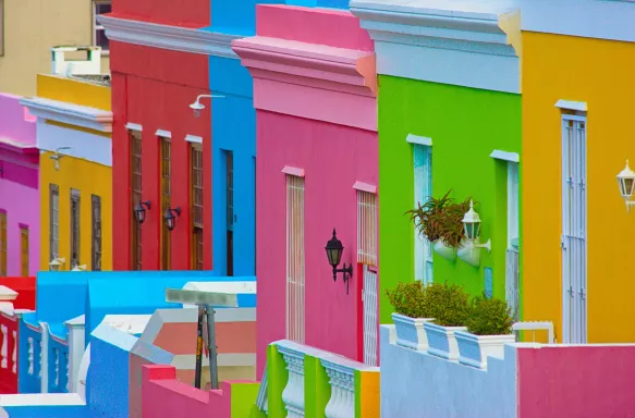 Colourful houses in Cape Town, South Africa