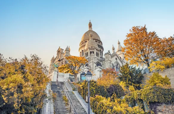 Sacré-Cœur Basilica church during Autumn in Paris, France